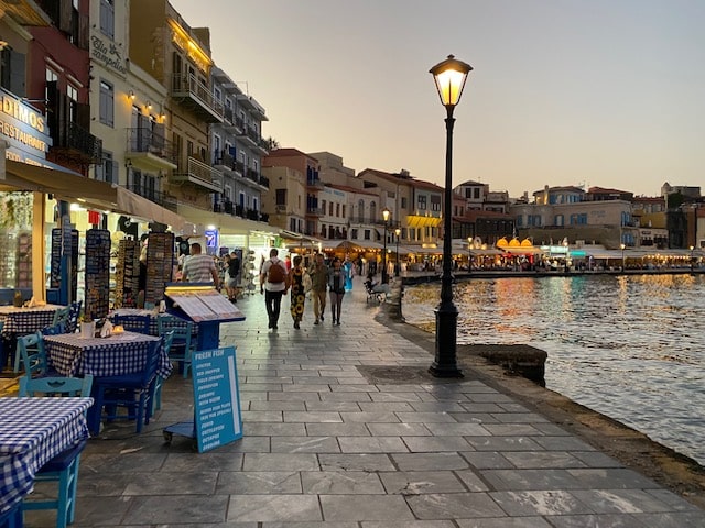 A rainy Greek street.