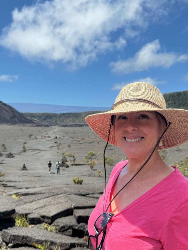 Pat standing beneath Hawaii's gorgeous blue sky.